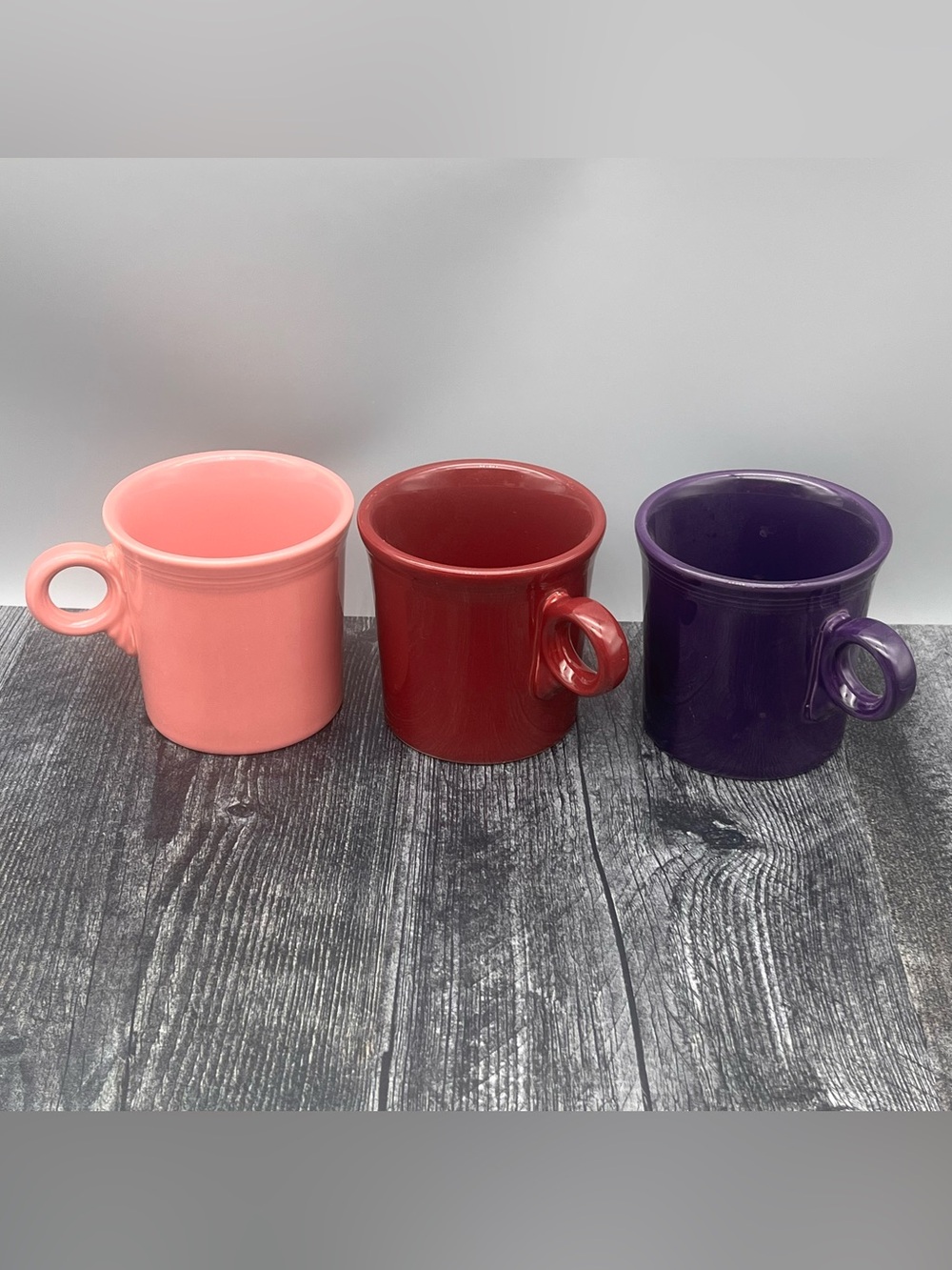 Fiesta Ware Rose Cinnabar Plum Coffee Mug Set of 3 Mugs Fiestaware